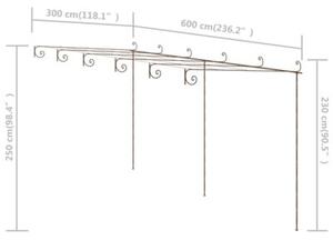 Pergola ogrodowa, antyczny brąz, 6x3x2,5 m, żelazo