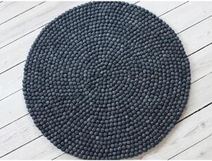 Antracytowy wełniany dywan kulkowy Wooldot Ball Rugs, ⌀ 90 cm