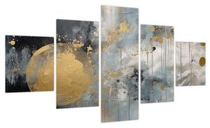 Obraz - Abstrakcja ze złotą kulą (125x70 cm)