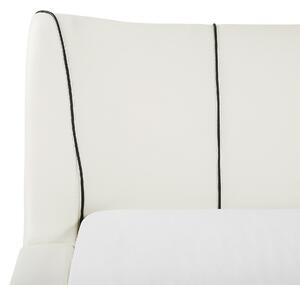 Nowoczesne łóżko wodne skórzane z LED 140 x 200 cm wysoki zagłówek białe Nantes Beliani