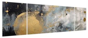 Obraz - Abstrakcja ze złotą kulą (170x50 cm)
