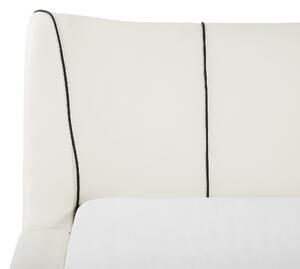 Nowoczesne łóżko skórzane z LED 180 x 200 cm wysoki zagłówek białe Nantes Beliani