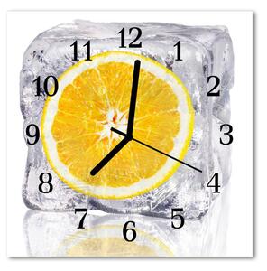 Zegar szklany kwadratowy Lody pomarańczowe