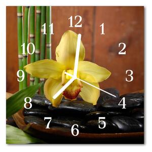 Zegar szklany kwadratowy Bambus Storczyk