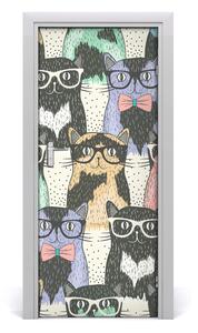 Naklejka samoprzylepna na drzwi Koty w okularach