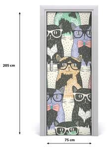 Naklejka samoprzylepna na drzwi Koty w okularach