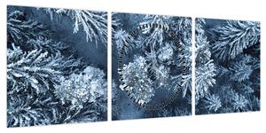 Obraz - Śnieżny las (z zegarem) (90x30 cm)