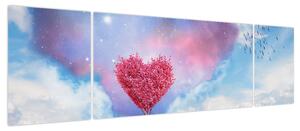 Obraz - Drzewo z różowym sercem (170x50 cm)