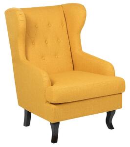 Fotel tapicerowany poliester pikowany wysokie oparcie uszak retro żółty Alta Beliani