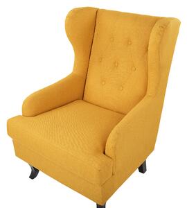 Fotel tapicerowany poliester pikowany wysokie oparcie uszak retro żółty Alta Beliani
