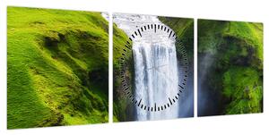 Obraz - Wodospad Skogafoss (z zegarem) (90x30 cm)