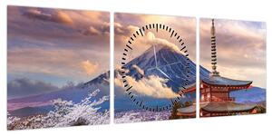 Obraz - Góra Fuji (z zegarem) (90x30 cm)