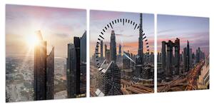 Obraz - Panorama Dubaju (z zegarem) (90x30 cm)