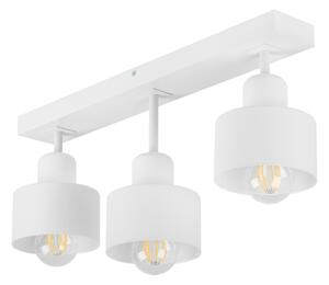 Biała lampa sufitowa, trzypunktowy spot DWE50x7WE z drewna i metalu E2