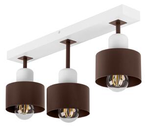 Brązowo-biała lampa sufitowa, trzypunktowy spot DBR50x7WE z drewna i m