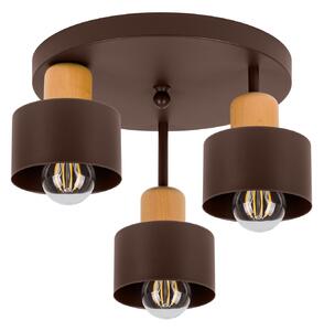 Brązowa lampa sufitowa, trzypunktowy spot DBU3030BR z drewna i metalu