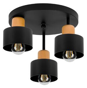 Czarna lampa sufitowa, trzypunktowy spot DBU3030SC z drewna i metalu E