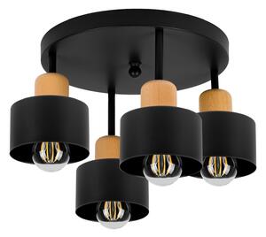 Czarna lampa sufitowa, czteropunktowy spot D4BU3030SC z drewna i metal
