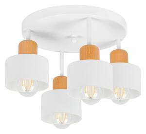 Biała lampa sufitowa, czteropunktowy spot D4BU3030WE z drewna i metalu