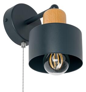 Antracytowy kinkiet LED SHWD-BU1010AN jednopunktowy z metalu i drewna