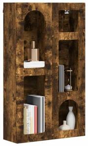 Elegancka wiszÄ ca szafka storage w kolorze dÄbu wÄdzonego z 5 pÃ³Åkami