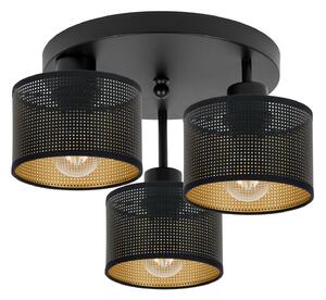 Lampa sufitowa czarna trzypunktowa z czarnymi abażurami B-3030SC-SC E2