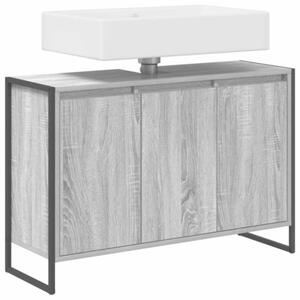 Industrialna szafka łazienkowa szara sonoma z materiału drewnopochodnego, 3-drzwiowa, 90 x 30 x 60 cm