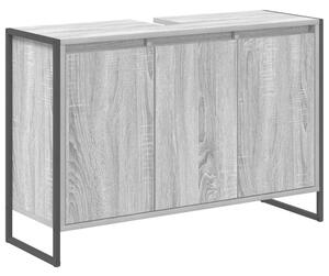 Industrialna szafka łazienkowa szara sonoma z materiału drewnopochodnego, 3-drzwiowa, 90 x 30 x 60 cm