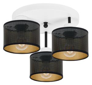 Lampa sufitowa biała trzypunktowa z czarnymi abażurami B-3030WE-SC E27