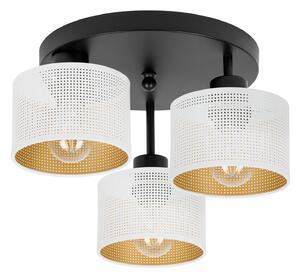 Lampa sufitowa czarna trzypunktowa z białymi abażurami B-3030SC-WE E27