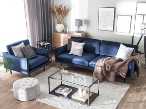 Komplet wypoczynkowy welurowy do salonu sofa 3osobowa fotel niebieski Vinterbro Beliani