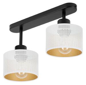 Lampa sufitowa czarna dwupunktowa z białymi abażurami B-3306SC-WE E27