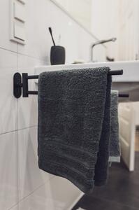 Czarny ścienny uchwyt z 2 ramionami na ręczniki ze stali nierdzewnej Wenko Bosio Rail