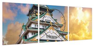 Obraz - Zamek Osaka (z zegarem) (90x30 cm)