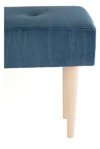 Ławka z drewna bukowego z niebieskim aksamitnym obiciem Surdic