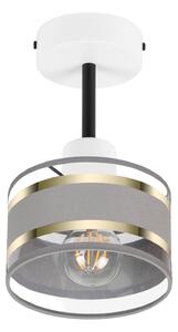 Lampa sufitowa biała jednopunktowy spot z szarym abażurem T-1010WE-GR