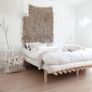 Łóżko dwuosobowe z drewna sosnowego z materacem Karup Design Pace Comfort Mat Natural Clear/Natural, 140x200 cm