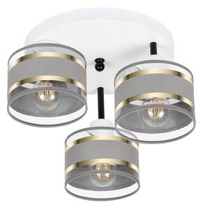 Lampa sufitowa biała trzypunktowa z szarymi abażurami T-3030WE-GRGRGR