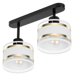 Lampa sufitowa czarna dwupunktowy spot z białymi abażurami T-3306SC-WE