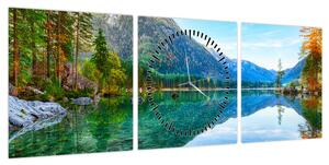 Obraz - Jezioro Hintersee (z zegarem) (90x30 cm)