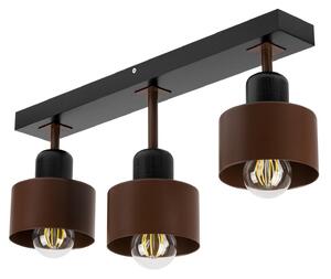 Brązowo-czarna lampa sufitowa, trzypunktowy spot DBR50x7SC z drewna i
