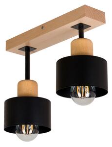 Czarna lampa sufitowa, dwupunktowy spot DSC30x7BU z drewna i metalu E2