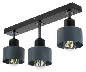 Antracytowo-czarna lampa sufitowa, trzypunktowy spot DAN50x7SC z drewn