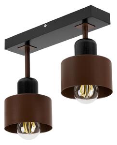 Brązowo-czarna lampa sufitowa, dwupunktowy spot DBR30x7SC z drewna i m