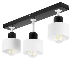 Biało-czarna lampa sufitowa, trzypunktowy spot DWE50x7SC z drewna i me