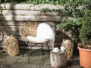 Rustykalne krzesło do jadalni ogrodowe technorattan jasnobrązowe Acerra Beliani