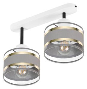 Lampa sufitowa biała dwupunktowy spot z szarymi abażurami T-3306WE-GRG