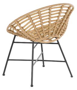 Rustykalne krzesło do jadalni ogrodowe technorattan jasnobrązowe Acerra Beliani