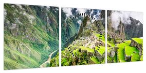 Obraz - Machu Picchu (z zegarem) (90x30 cm)