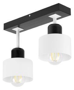 Biało-czarna lampa sufitowa, dwupunktowy spot DWE30x7SC z drewna i met